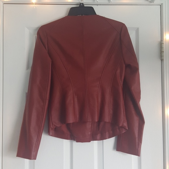 Dark Red Leather Jacket - Picture 3 of 5